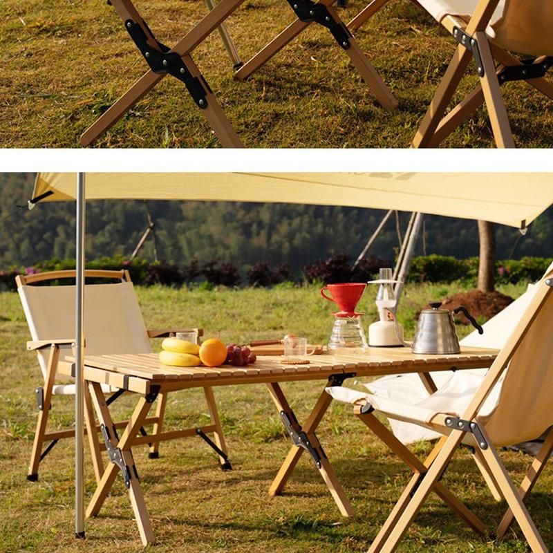 Outdoor Camping Folding Wooden Table Garden Portable Egg Roll Table