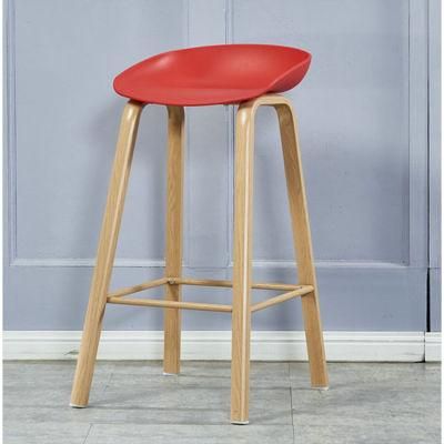 French Style Simple Design Industrial Coffee Shop High Stool Nordic Plastic Bar Stool with Metal Leg