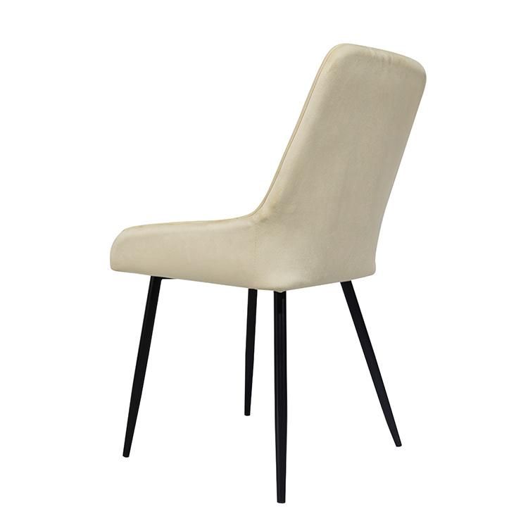 European Design Dining Room Furniture Ergonomic Blue Velvet Iron Leg Dining Chair