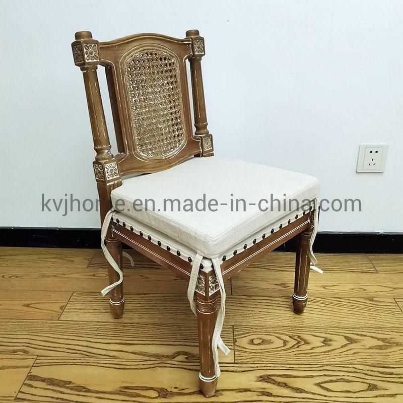 Kvj-7164b Antique Louis Oak Wood Children Chair with Movable Seat Cushion