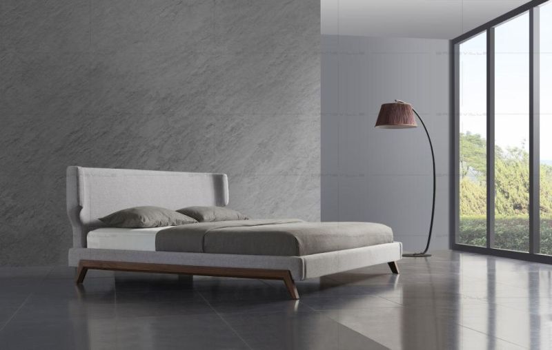 Modern Bedroom Furniture Wanut Veener Legs in Walnut Color with High Denstiy Sponge Room Sets