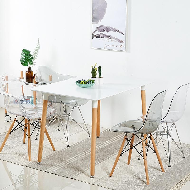 Home Chair Creative Modern Acrylic Dining Side Chair with Wood Dowel Legs