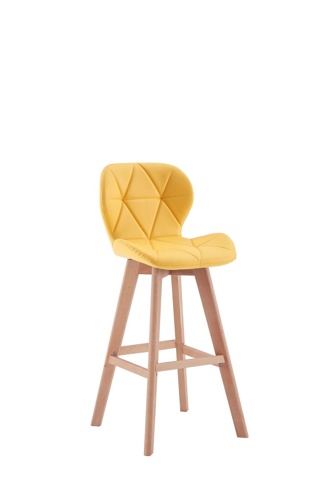 Yellow PU Leather Chair Dining Nordic MID Century Dining Chair Modern Stools