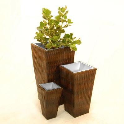 Rattan Wicker Square Flower Pots Furniture for Outdoor
