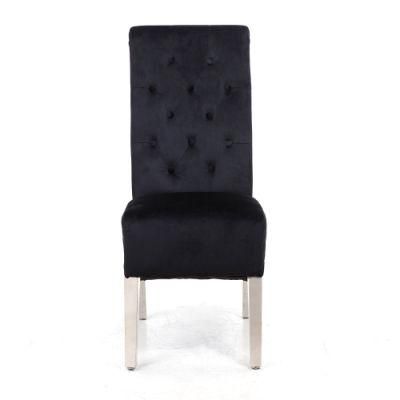 Metal Leg High Back Dining Room Chair with Tufted Back