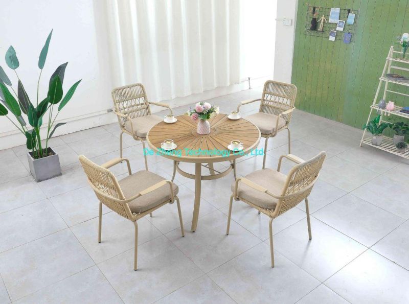 Luxury Metal Restaurant Rope Chairs Set Leisure Garden Furniture Dining Room Furniture Modern Outdoor Chair