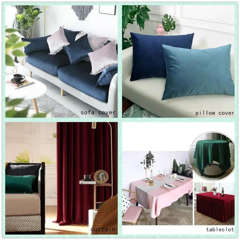 Free Sample Polyester Velvet Plain Sofa Upholstery Fabric for Furniture