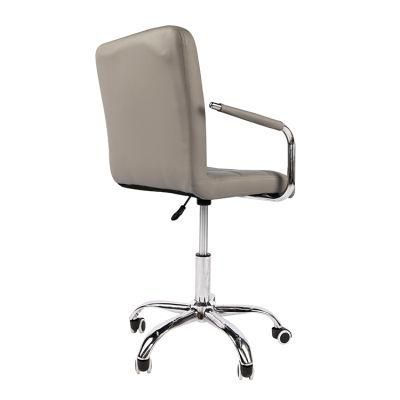 Wholesale Home Furniture Silver Chrome Iron Legs Chair Gray PVC Office Chair with Wheel