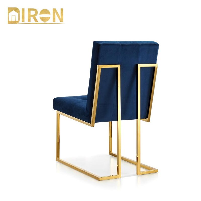 Hotel Furniture Restaurant Dining Event Green Fabric Gold Frame Stainless Steel Chair