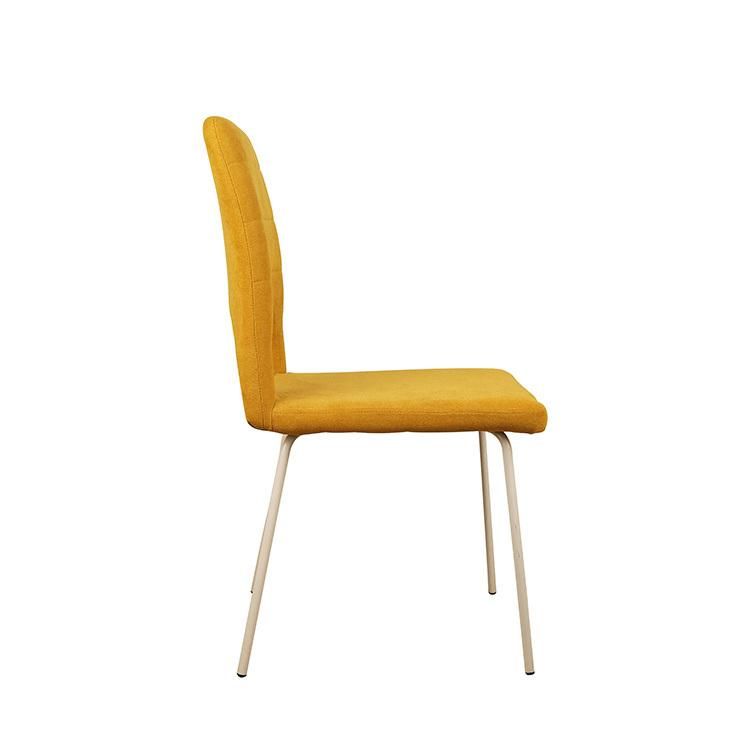 Hot Sale Home Furniture Modern Style Linen Chair Eco-Friendly Yellow Fabric Dining Chair