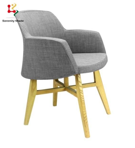 Modern Style Restaurant Cafe Coffee Shop Dining Room Fabric Seat Hotel Room Dining Chair with Armrest