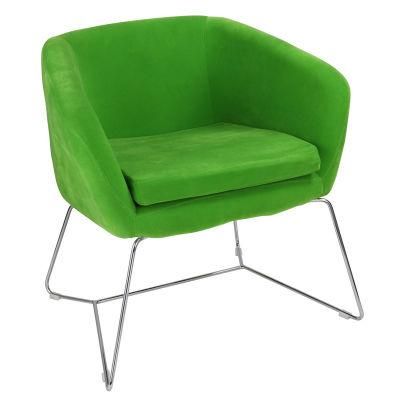 Modern Leisure Fabric Soft Coffee Arm Chair with Steel Base Dining Chair