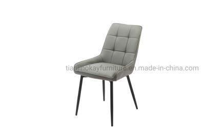Wholesale Industrial Style Dining Room Furniture High Quality Luxury Metal Legs PU Leather Dining Chairs with Arms