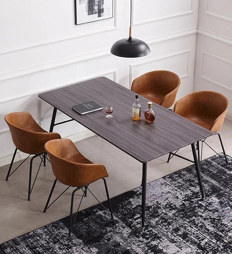 Modern Restaurant Chrome Metal Leg Leisure Chairs Leather Dining Chair