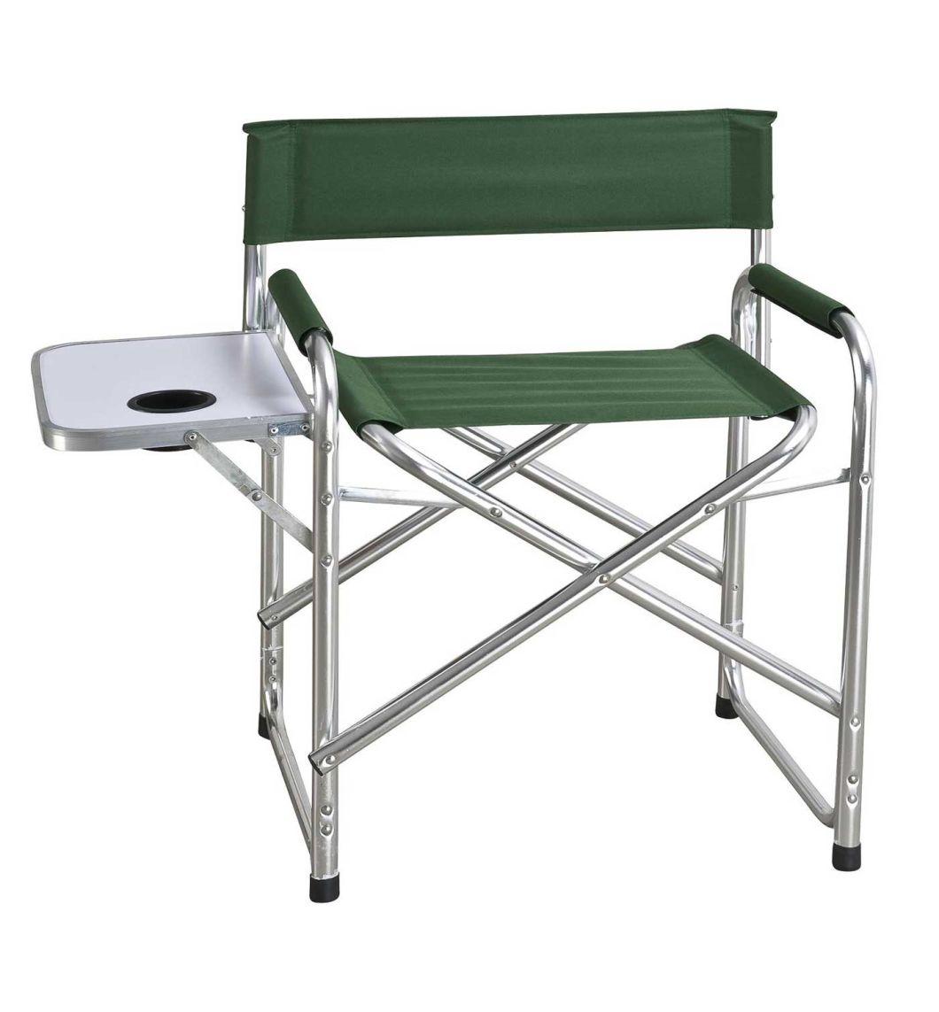 Stability Aluminum Frame Director Chair, Deluxe Tall Folding Director Chair with Cooler Storage and Side Table