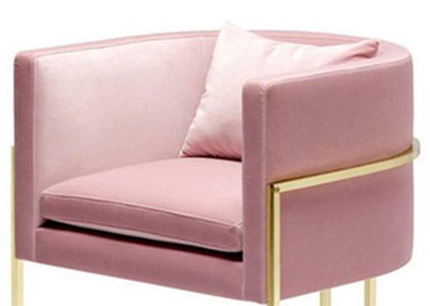 Designer Home Living Room Furniture Luxury Pink Fabric Meeting Dining Lounge Accent Hotel Sofa Velvet Arm Chair