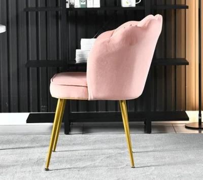 Wholesale Modern Luxury Fashion Colorful Classic Soft Velvet Fabric Upholstery Dining Chair with Metal Leg