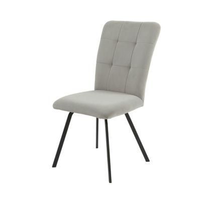 High Quality Luxury Modern Metal Legs Dining Chair White Tufted Velvet Leather Dining Chair Modern