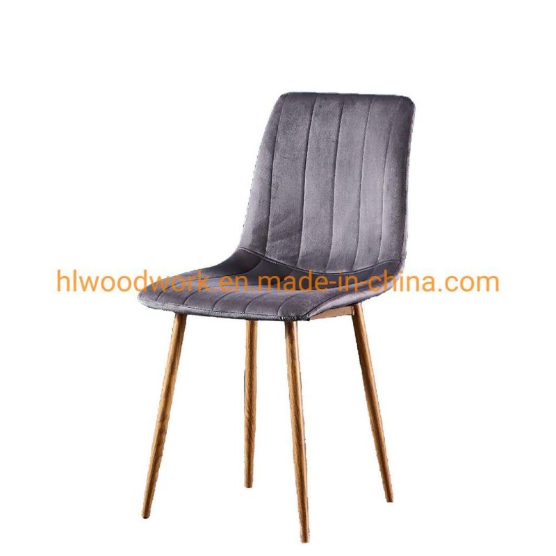 Velvet Fabric Dining Chair with Powder Coated Metal Black Legs Modern Furniture Fabric Chair Powder Coated Metal Tube Legs Nordic Dining Room Velvet Chairs