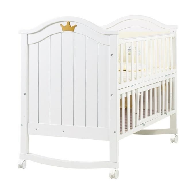 Factory Direct Sale New Zealand Pine Baby Crib Extension Wooden Child Bed for Sale