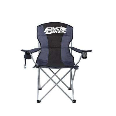 Customized Deluxe Outdoor Portable Folding Camping Premium Stripe Chair with Side Table and Pocket