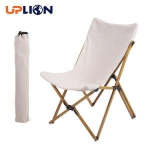Uplion Outdoor Beach Canvas Chair Wood Grain Aluminum Frame Picnic Folding Camping Chair