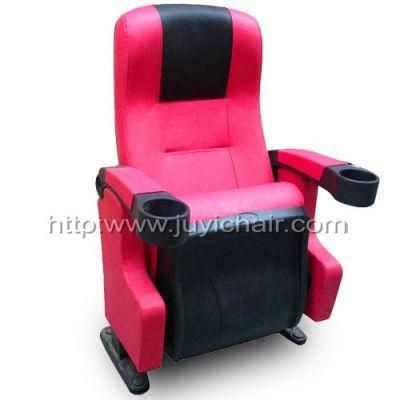 Jy-626 Church Chair with Wooden Armrest Chair for Sale Matel Leg Chair Fabric Seat Cinema Chair