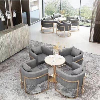 Contemporary Style Luxury Home Furnitures Velvet Upholstery Golden Stainless Steel Sofa Chair