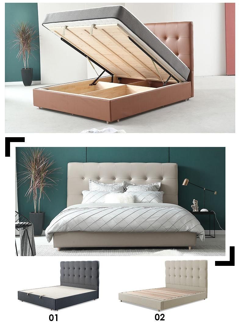 Modern Bedroom Lenon Furniture King Microfiber Leather Bed