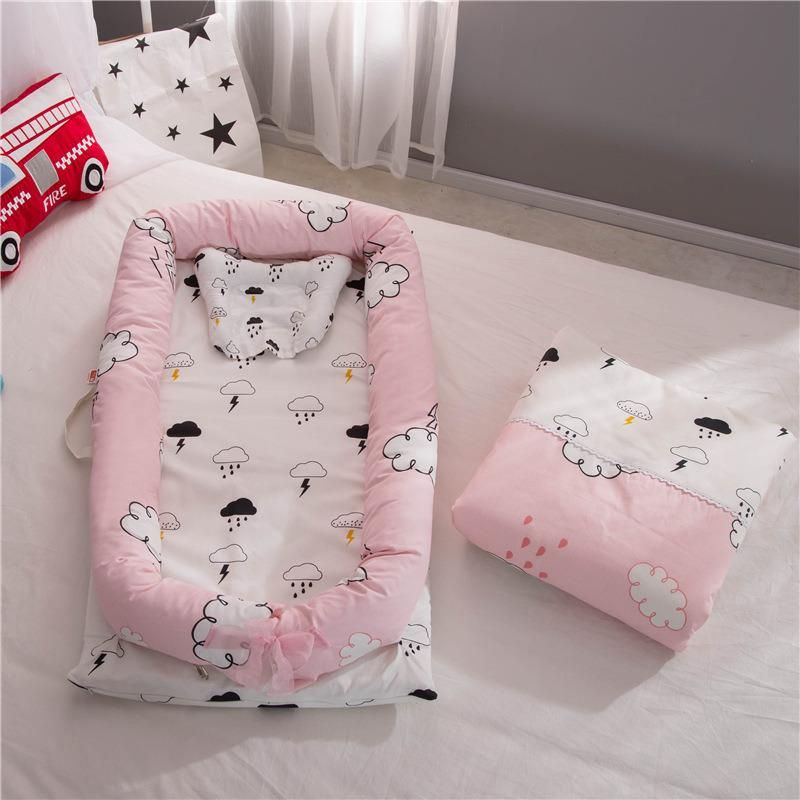 100% Cotton Portable Crib Baby Nest Bed Lounger Multifunction Breathable Deep Sleeping Baby Bed in Bed