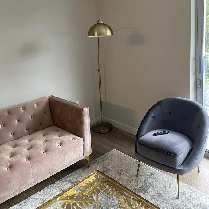 Luxury Gold Stainless Steel Dining Chair Velvet Upholstery Armrest Chair for Dining Room