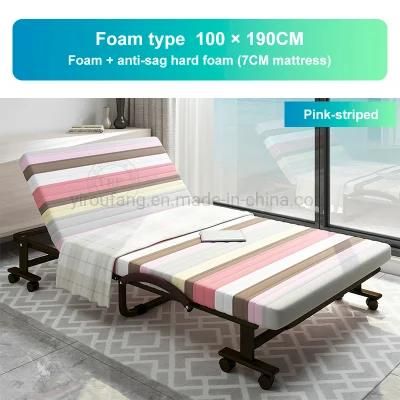 Wholesale Folding Bed Lightweight Furniture Metal Frame on Wheels with 2 Cranks