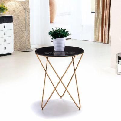 Marble Top Stainless Steel Golden Color Coffee Side Table Furniture