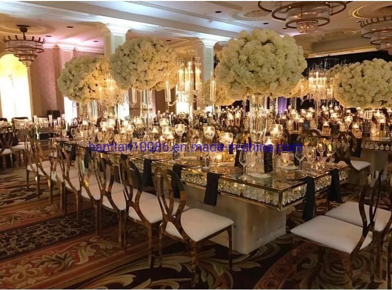 Fashion Foshan High Back Gold Bridal Chair Great Quality White Cushion Dining Chairs