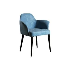Modern Blue Grey Oil Wax Leather Solid Wood Chair