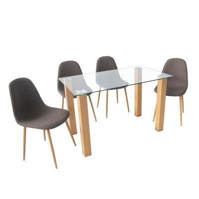 Modern Nodic Dining Room Set Upholstery 4 Dining Chair Glass Table Dining Room Set