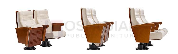 Luxury Wood Fabric Single Leg Lecture Hall Conference Auditorium Seating Chair