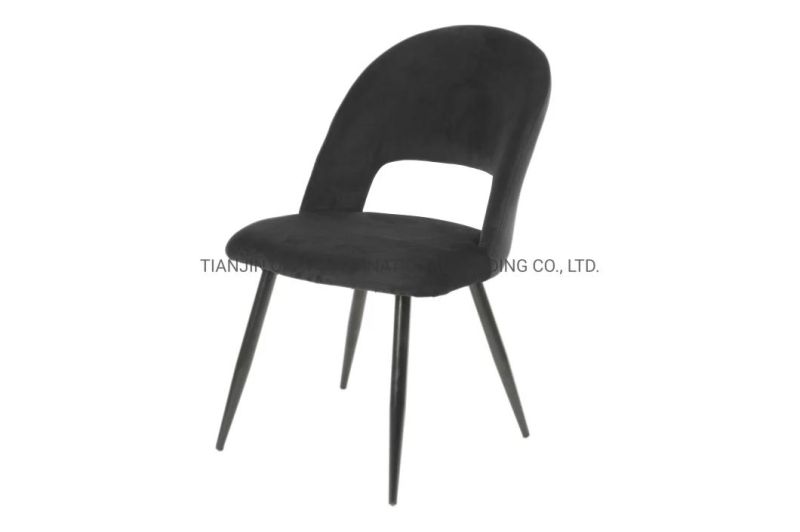 Dining Room Chair Velvet Side Chair for Bedroom Living Room Fabric Dining Chair with Arms Rest, Back Support & Metal Legs