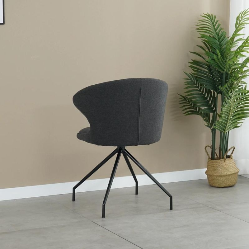 Swivel Leg Upholstered Dining Room Furniture Linen Fabric Restaurant Chairs