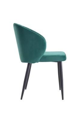 Luxurious Poland Popular Design Velvet and Metal Legs Dining Chair at Low Price for Home Using