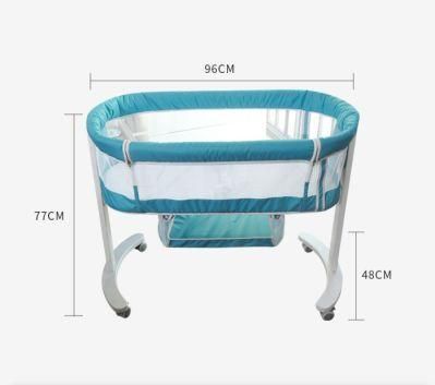 Solid Wood Bed for Newborn Baby Bed with Roller Bed Net Can Be Splice Big Bed Solid Wood Bed Can Be Moved
