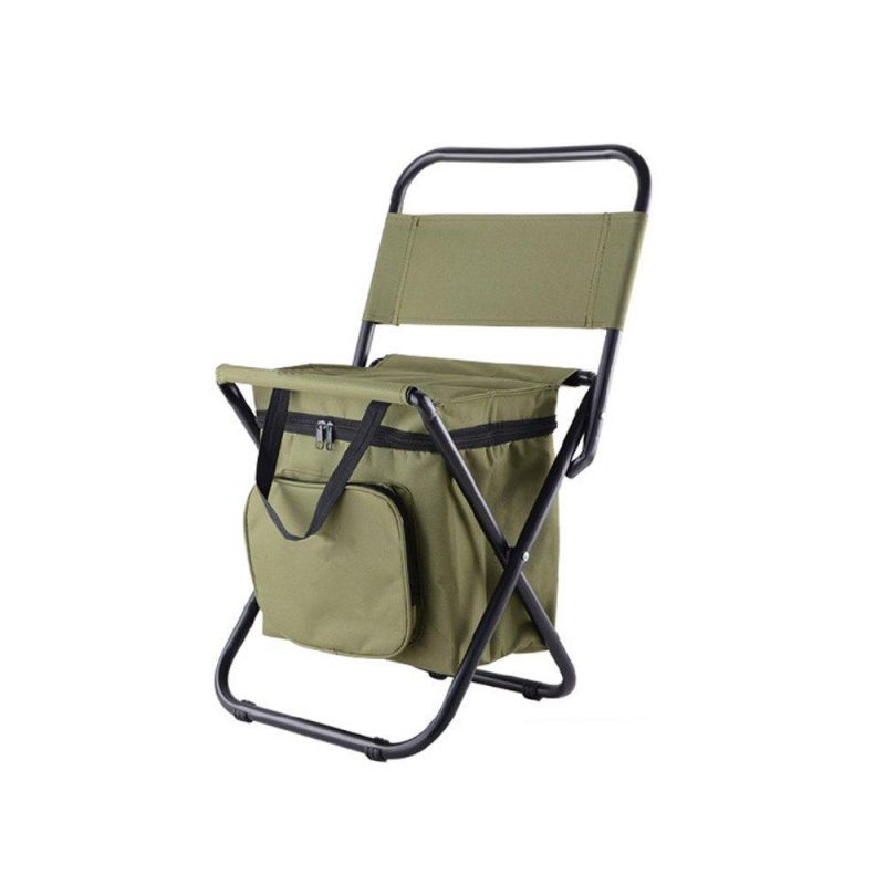 Outdoor Folding Chairs Fishing Chair/Portable Camping Stool/Foldable Chair with Double Layer Oxford Fabric Cooler Bag for Fishing/Beach/Camping