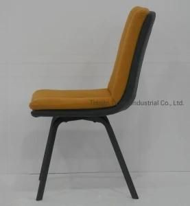 2021 New Hot Sale Cheap Price Home Furniture Metal Legs Comfortable Yellow Fabric Dining Chair for Sale