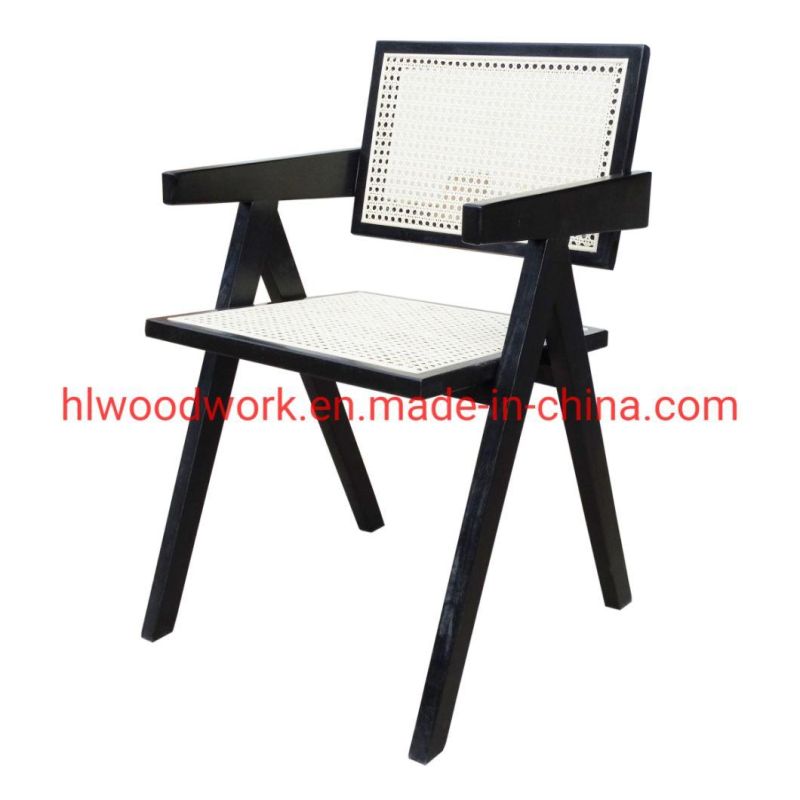 Resteraunt Chair K Style Rattan Chair Natural Color Ash Wood Frame Black Color