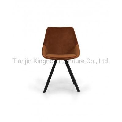 Nordic Metal Leg Dinning Chair MID Century Modern Restaurant Hall French Fabric Velvet Dining Chair