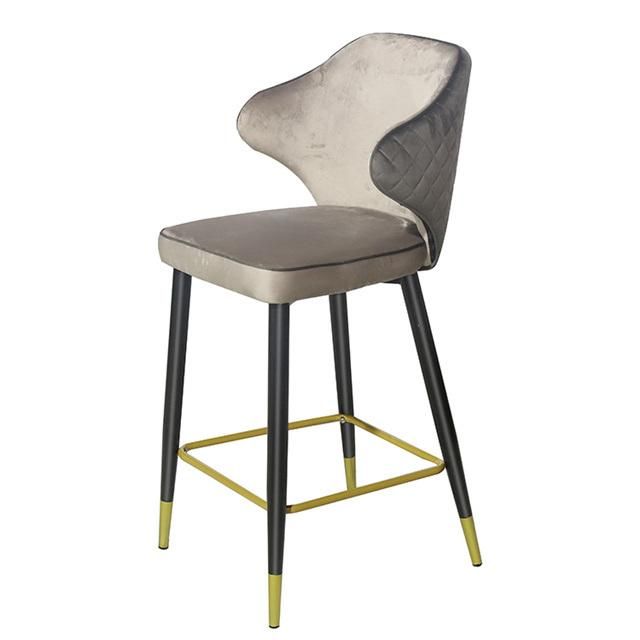 Modern Design Light Plush Bar Chair Velvet Fabric Chair