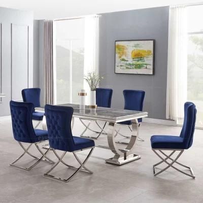 Wholesale UK Style Button Decoration Silver Dining Chair Set