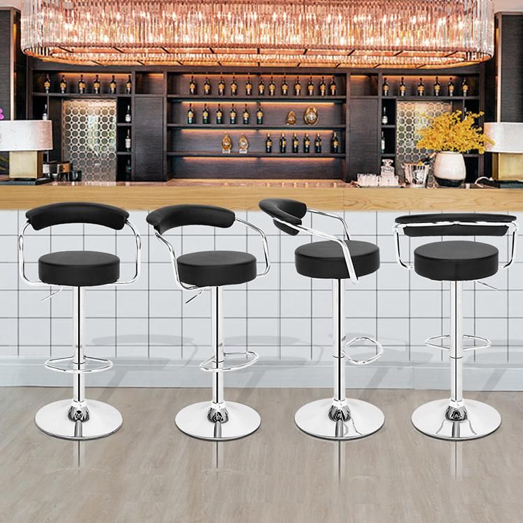 Wholesale Adjustable Bar Chair Swivel High Nordic Leather Modern Bar Chair with Metal Leg