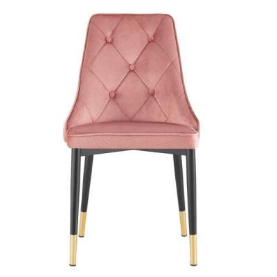 Best Seller High Back Velvet Fabric Dining Chair with Metal Legs for Sale