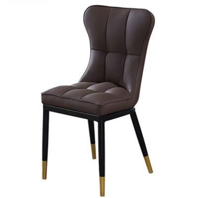High Back Modern Dining Metal Leather Furniture Upholstered Restaurant Chairs